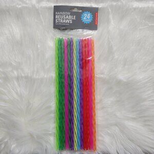 Kikkerland Set of 24 Rainbow Reusable Straws